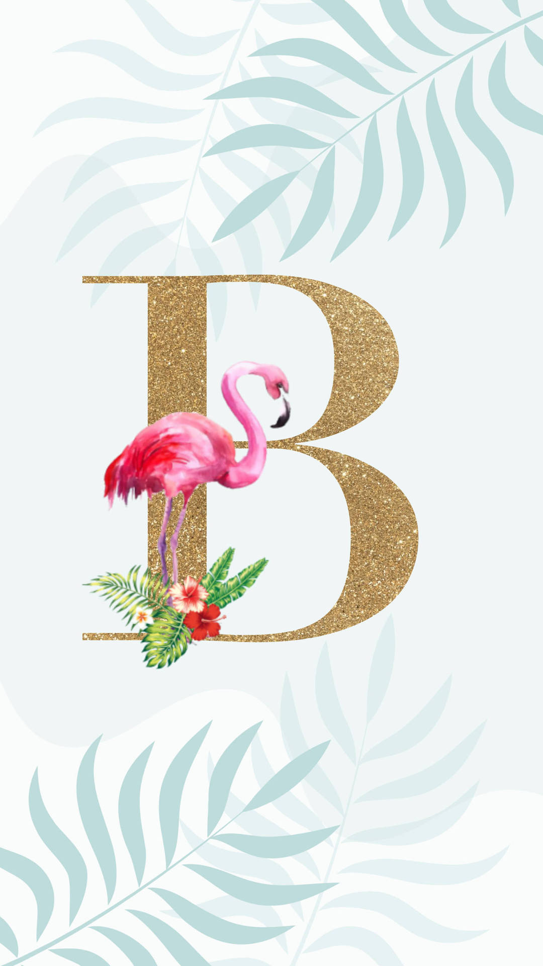 Letter B Flamingo Design Wallpaper