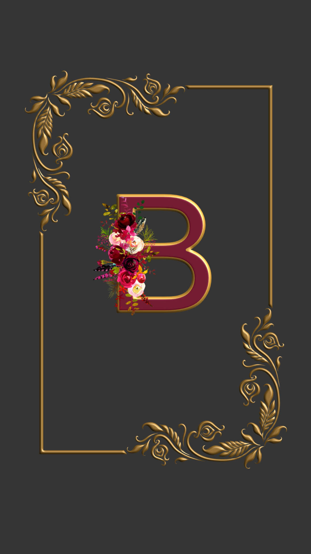 Letter B Gold Frame Wallpaper