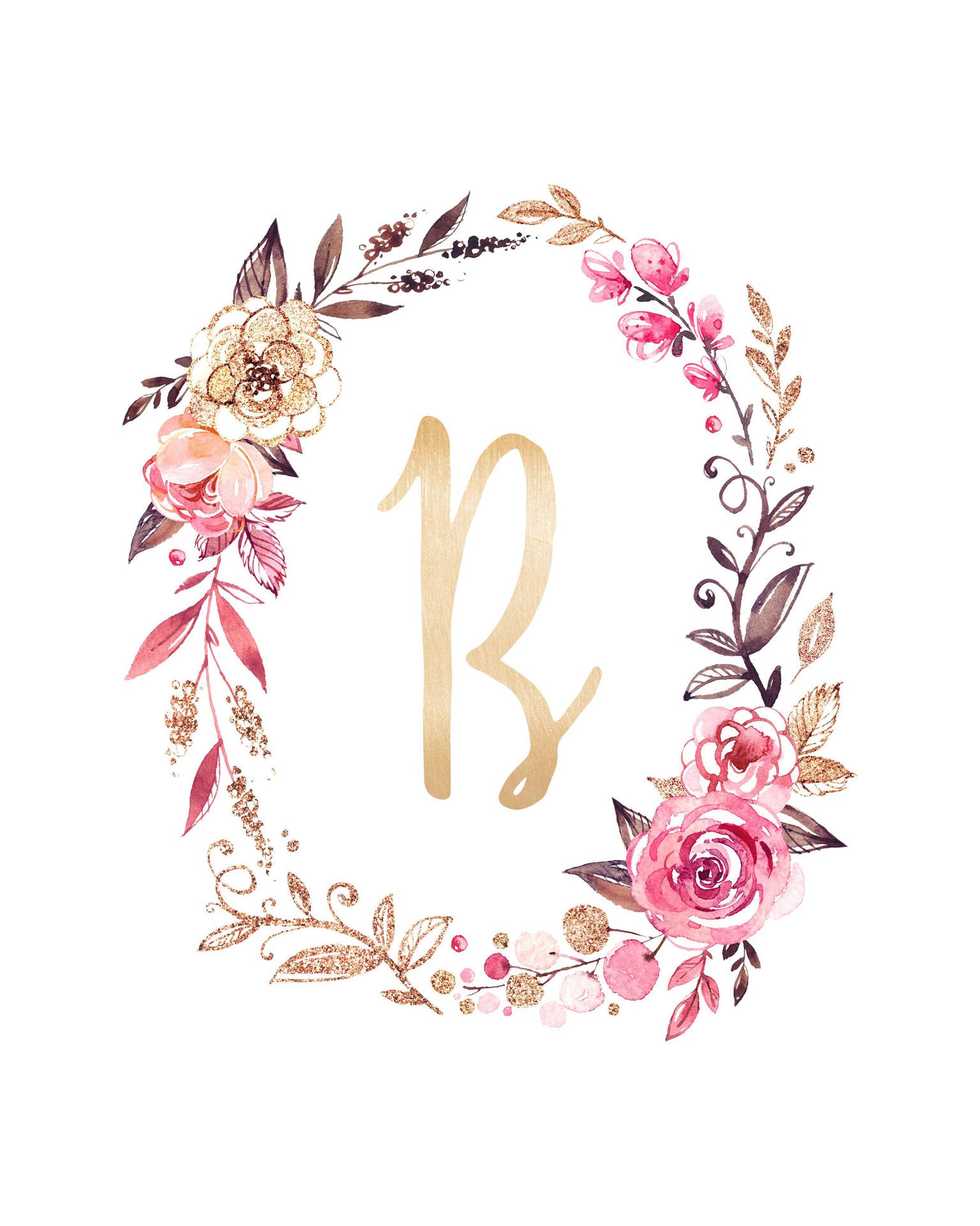Letter B Wreath Design Wallpaper