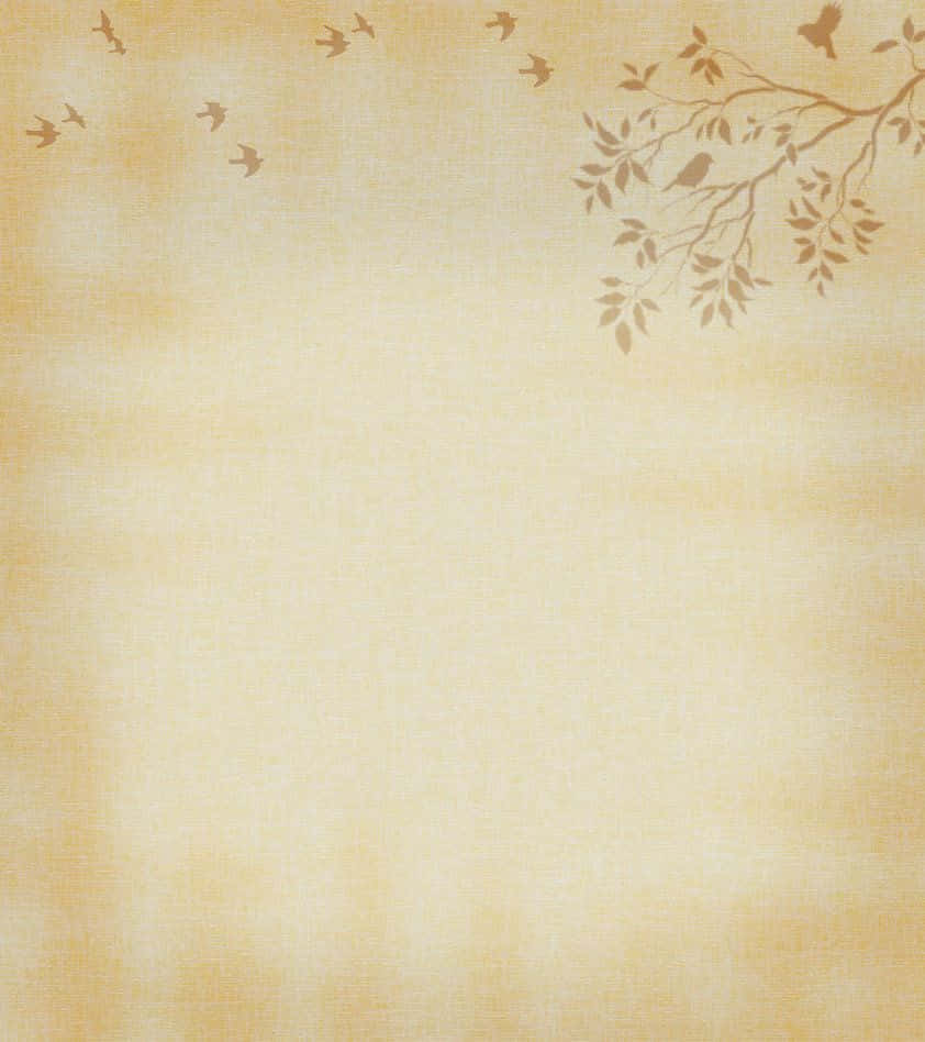 A Brown Paper With Birds Flying Over It
