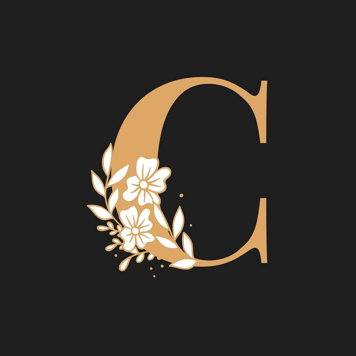 Letter C Gold And Floral Design