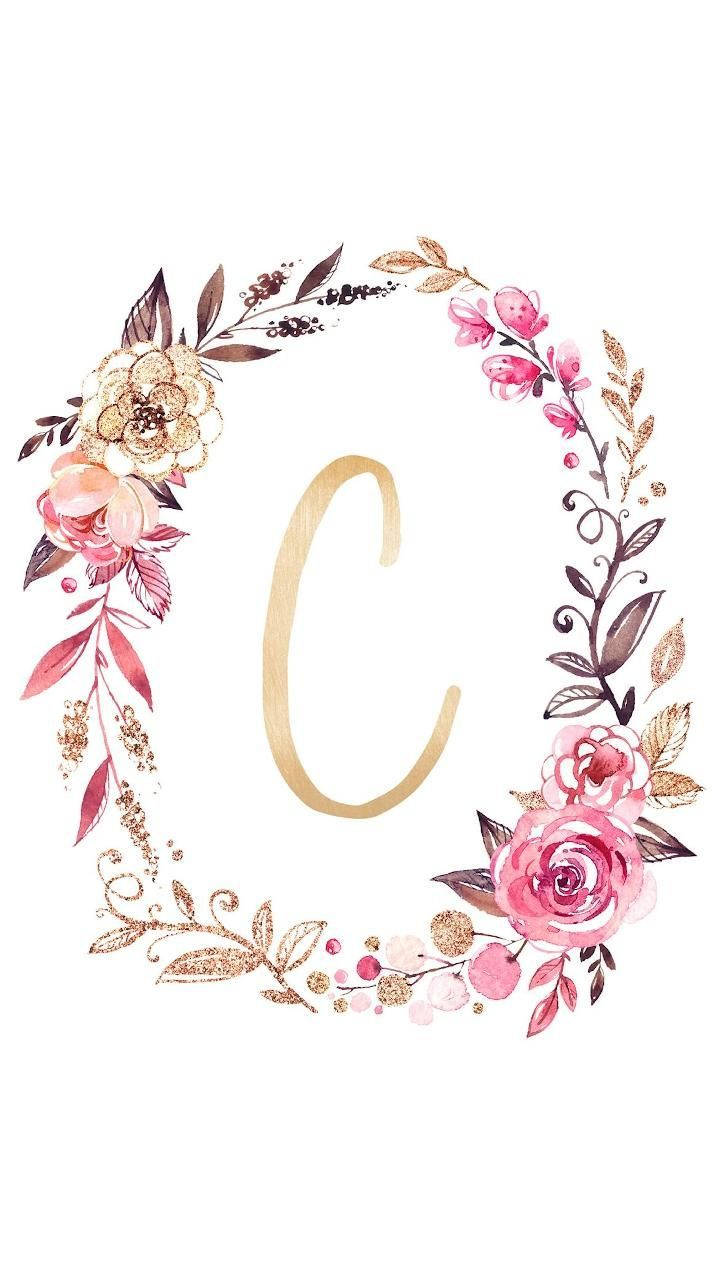 Download Letter C With Flower Frame Wallpaper 