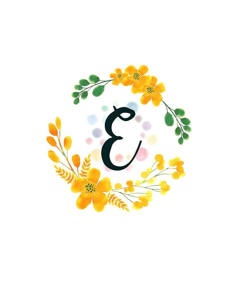 Blooming Expression - Letter E Adorned with Yellow Flowers Wallpaper