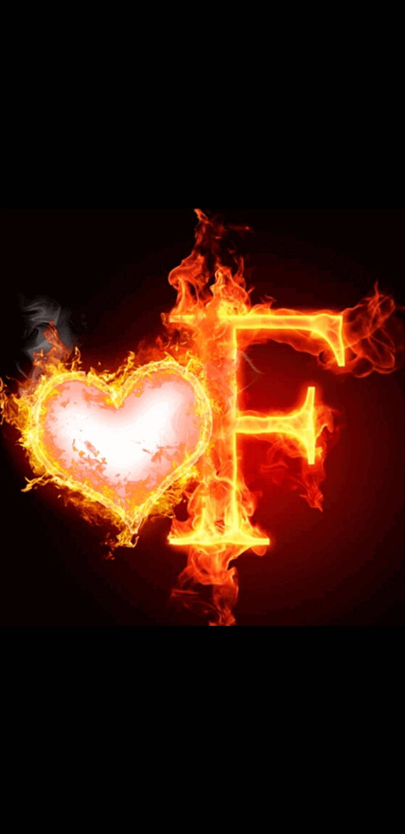 Letter F And Heart On Fire Wallpaper