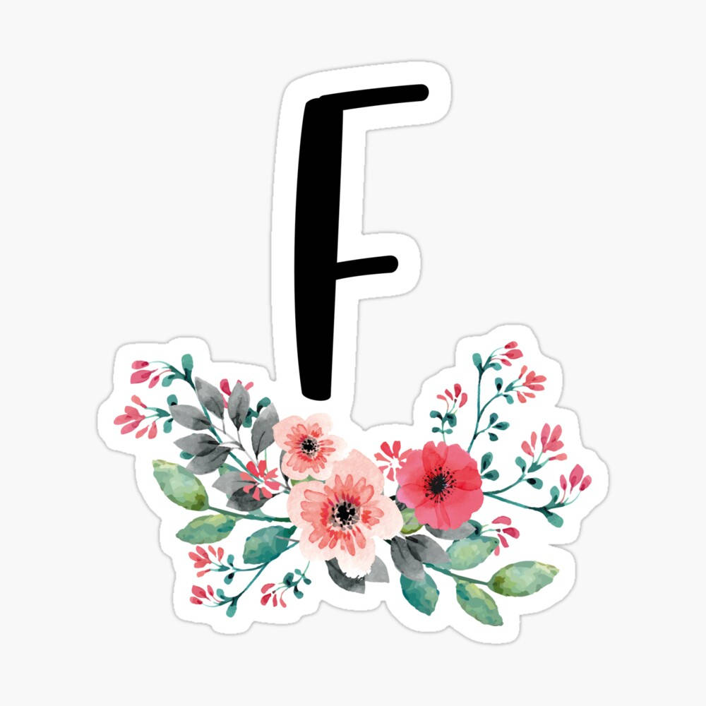Letter F With Pink Flowers