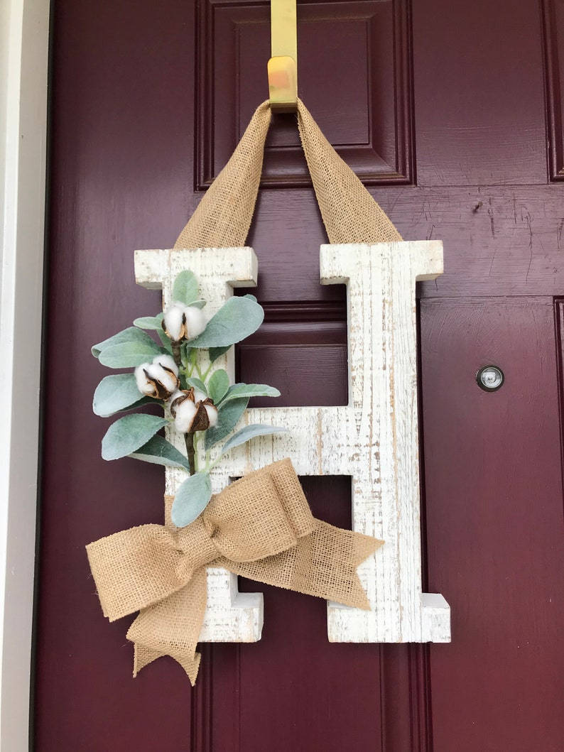 Decorative Letter H Crafted from Burlap Ribbon Wallpaper