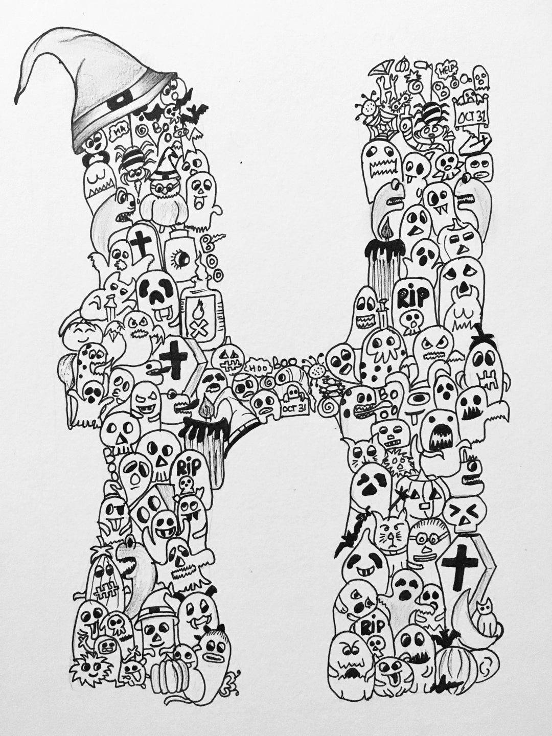 Letter H Doodle Art Wallpaper
