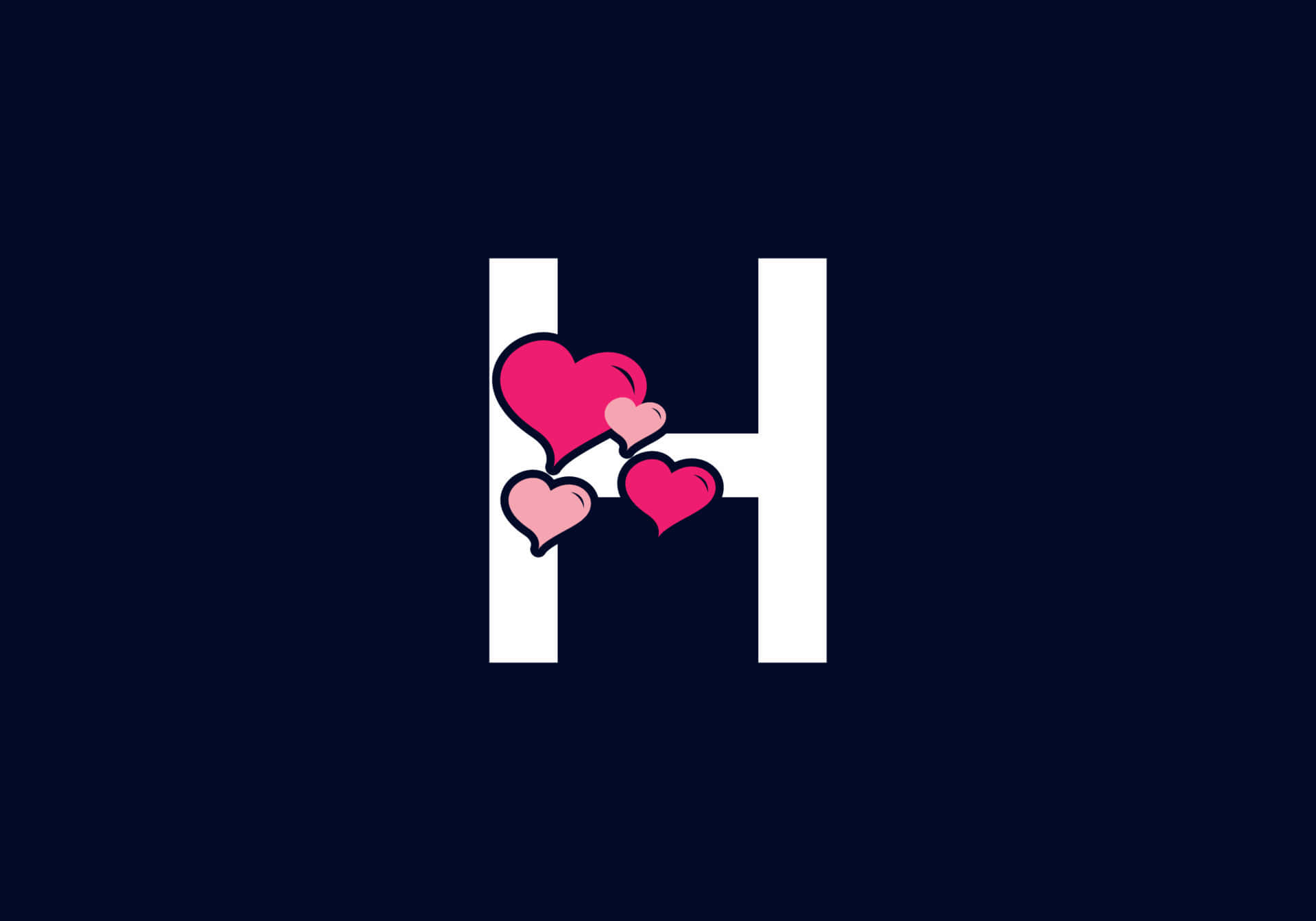 Letter H Initial With Hearts Wallpaper