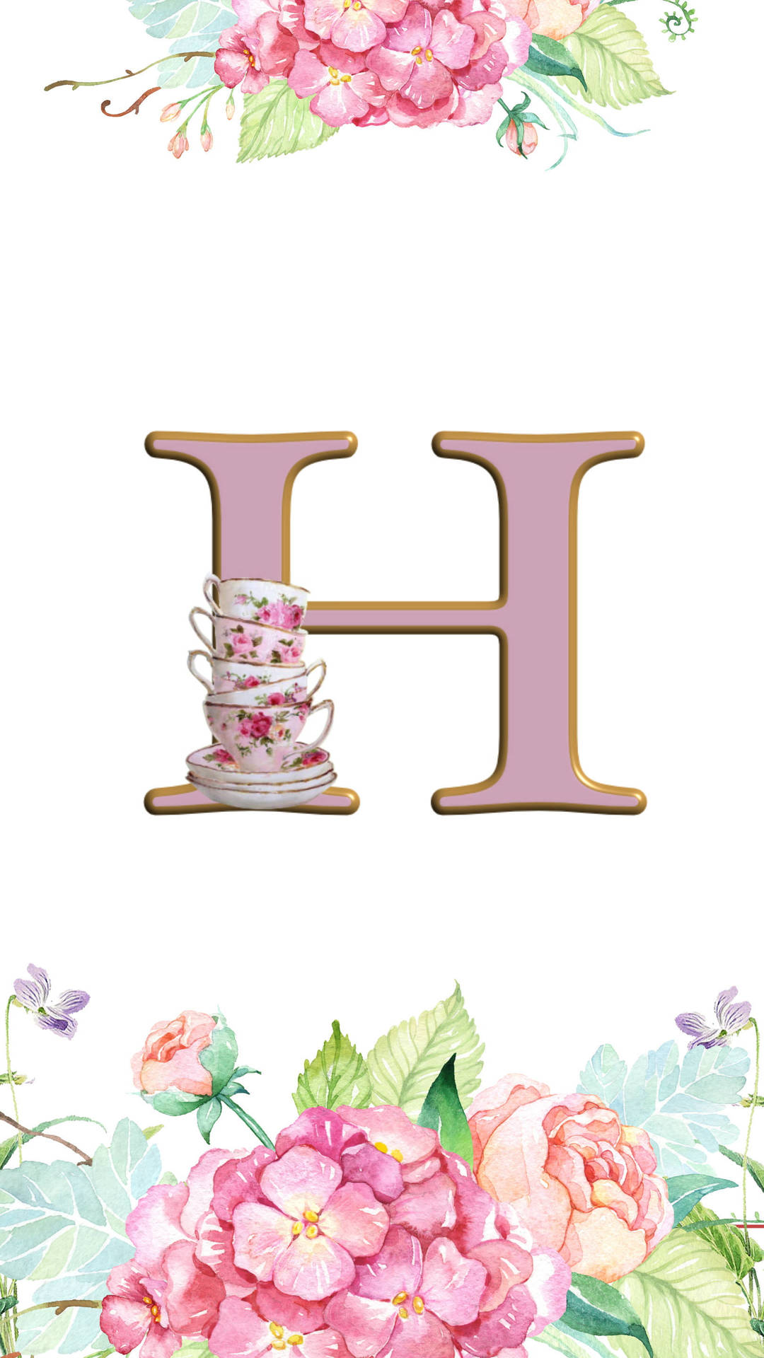 Letter H Tea Cups Wallpaper