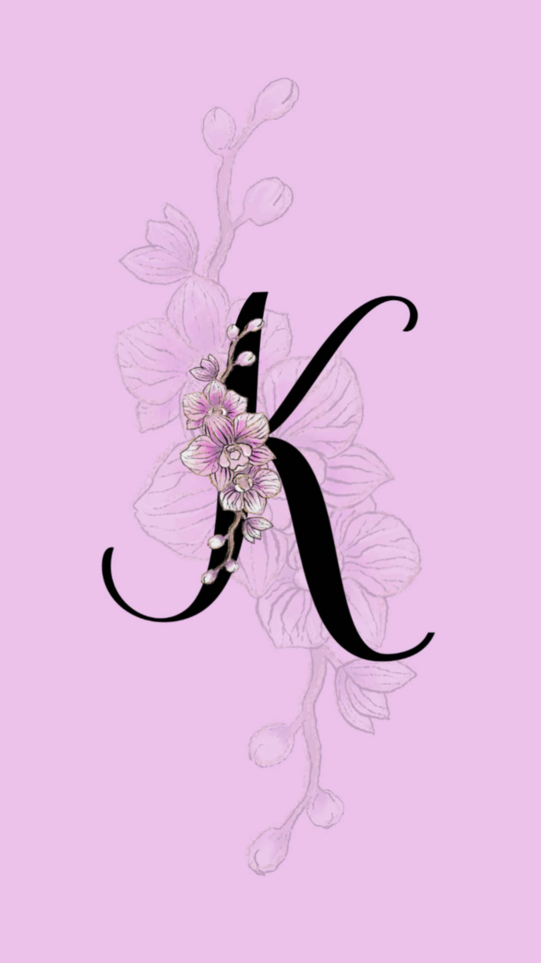 Letter K Orchid Design Wallpaper