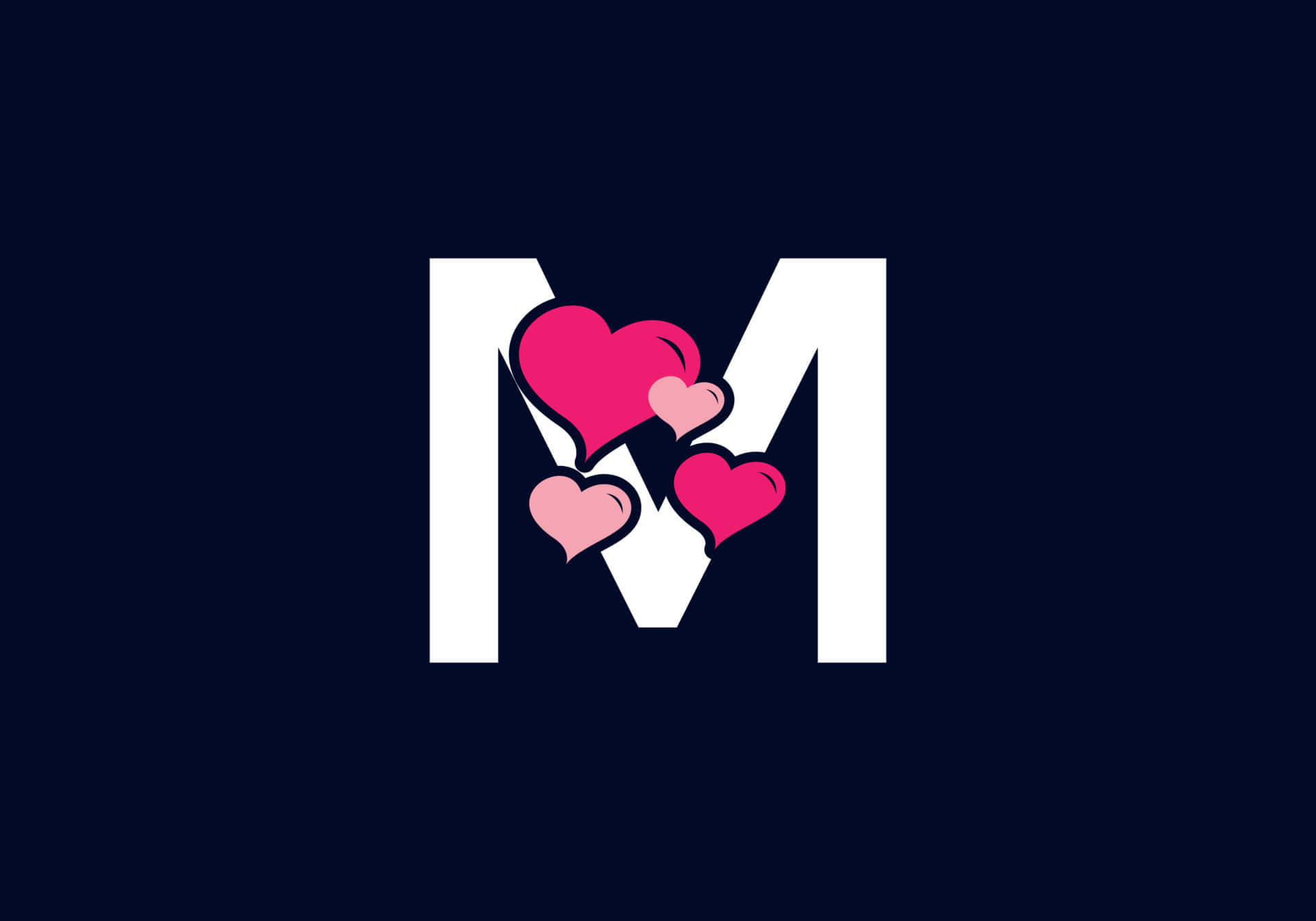 Letter M Initial With Pink Hearts Wallpaper