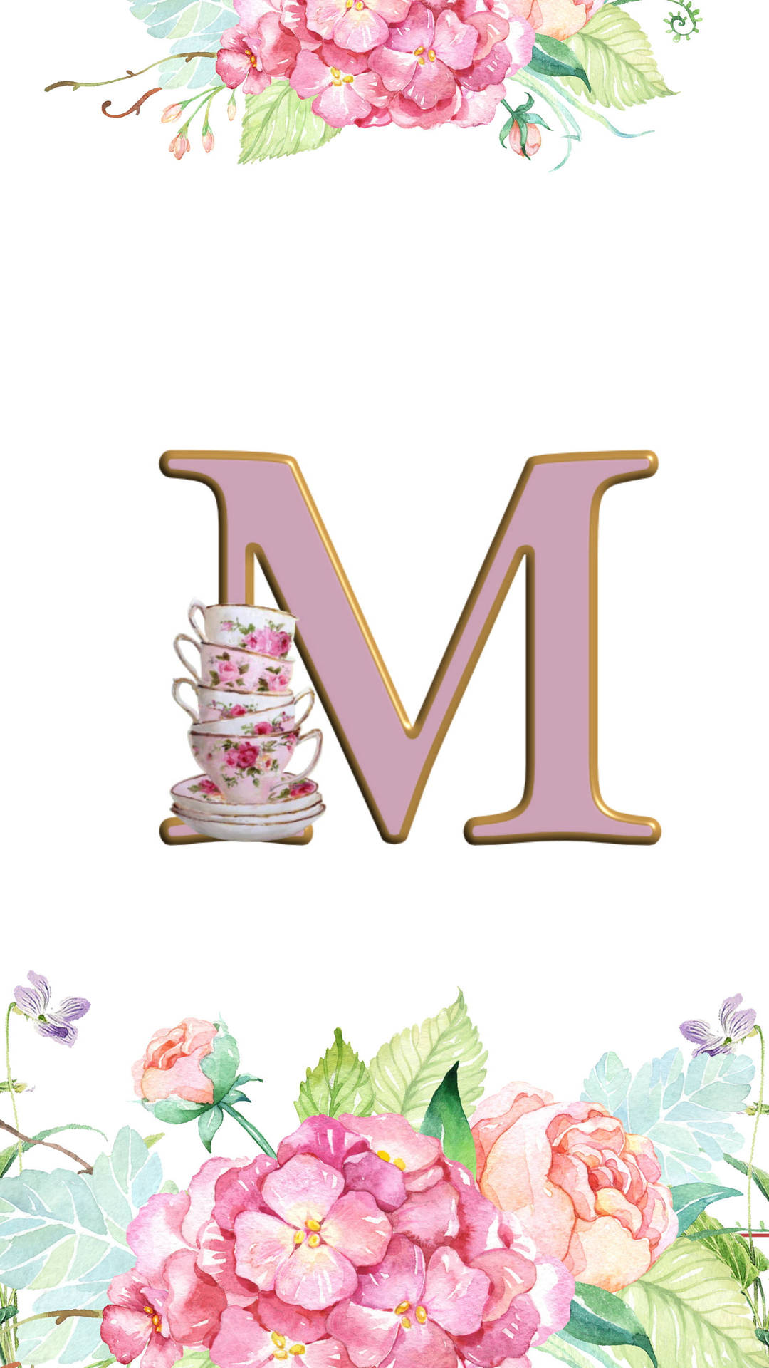 Marvelous M - Beautifully Arranged Letter M Designed with Tea Cups Wallpaper