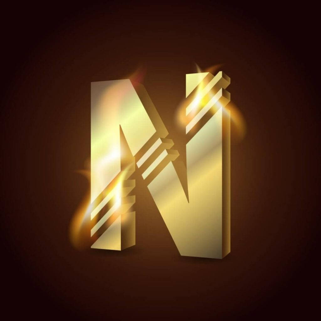 Letter N In Luxurious Gold Color