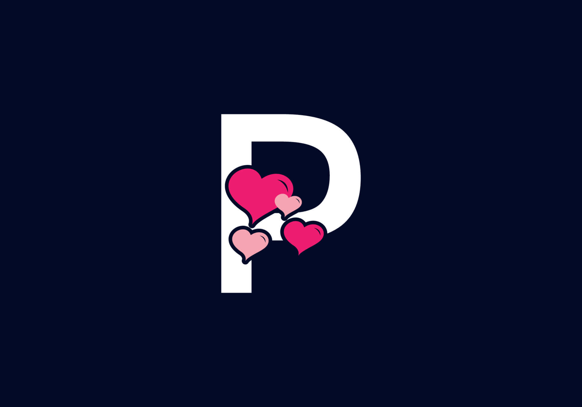 Letter P Initial With Pink Hearts Wallpaper