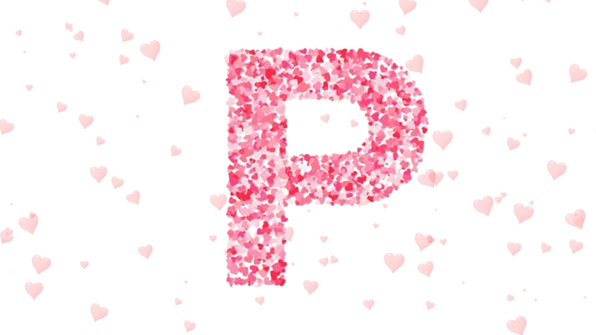 Letter P Pink Hearts Wallpaper