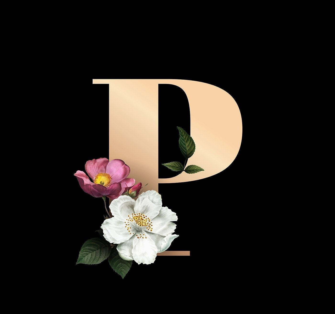 Letter P With Flowers Wallpaper