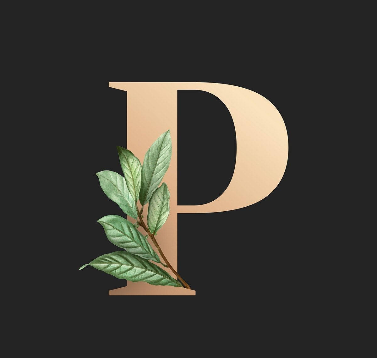 Letter P With Leaves