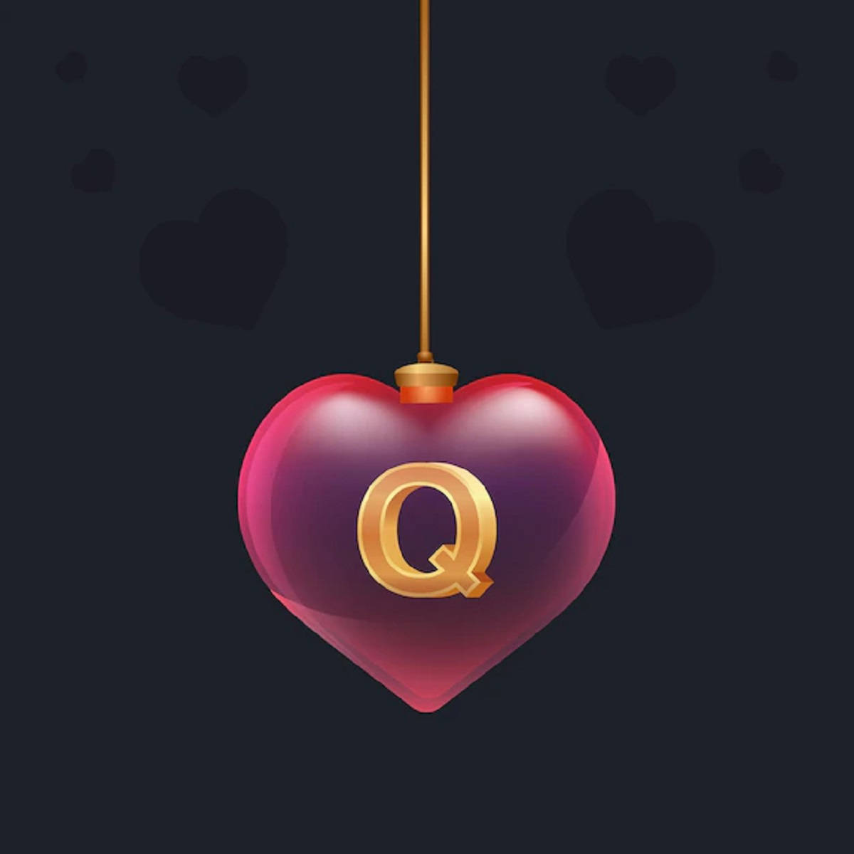 Letter Q Heart Pendant