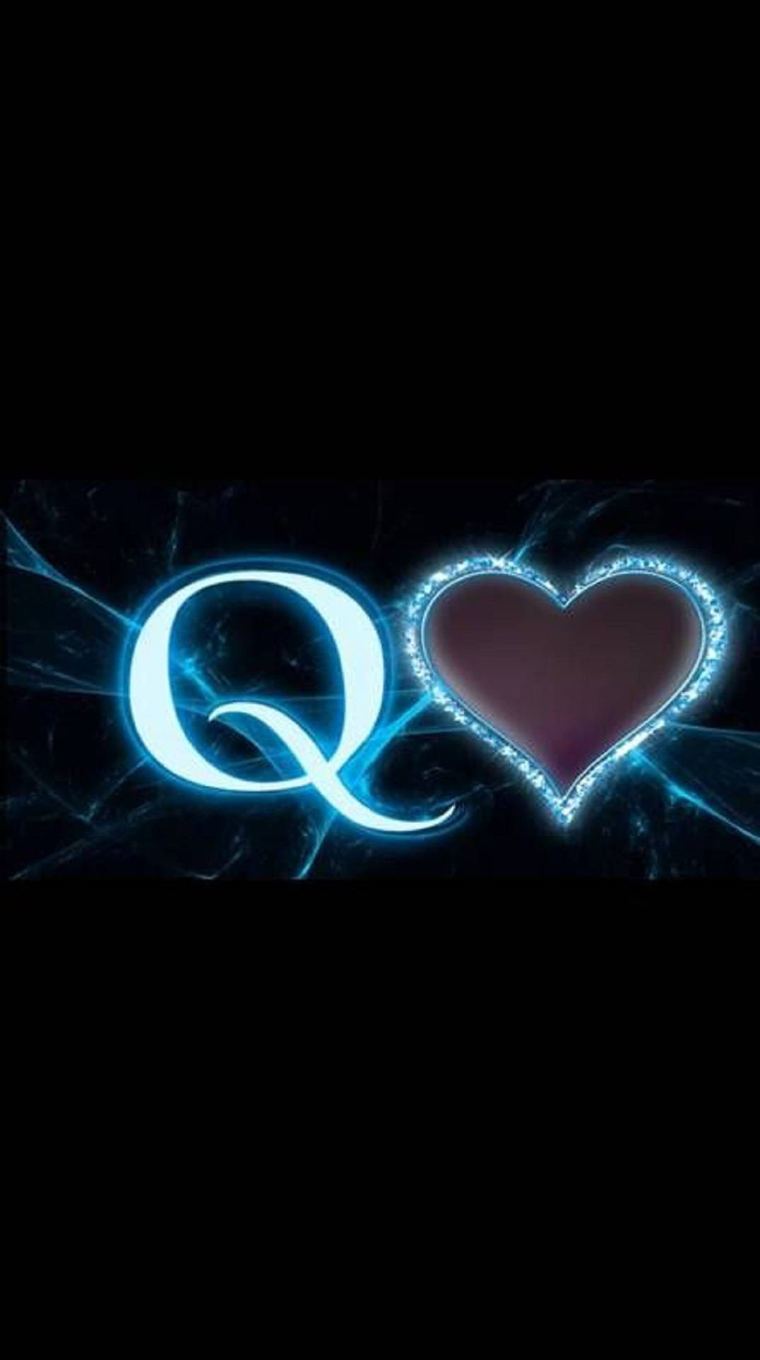 Letter Q With Blue Heart