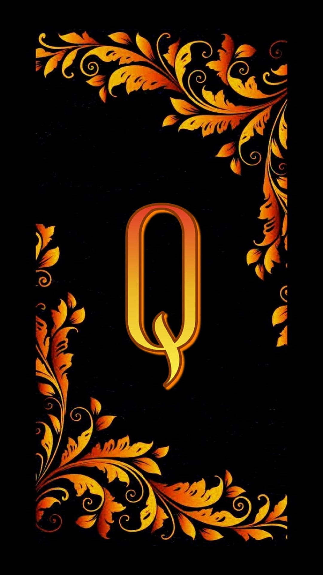 Letter Q With Brown Leaves Border Wallpaper