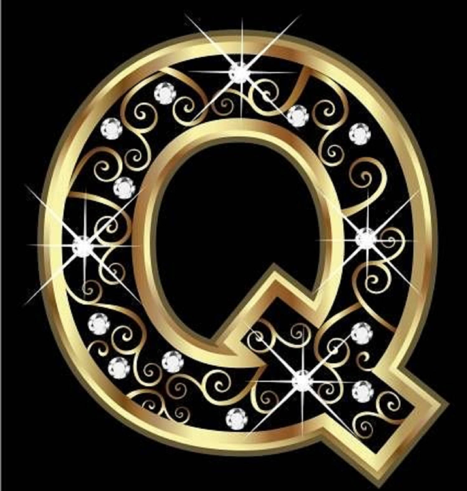 Letter Q With Diamonds