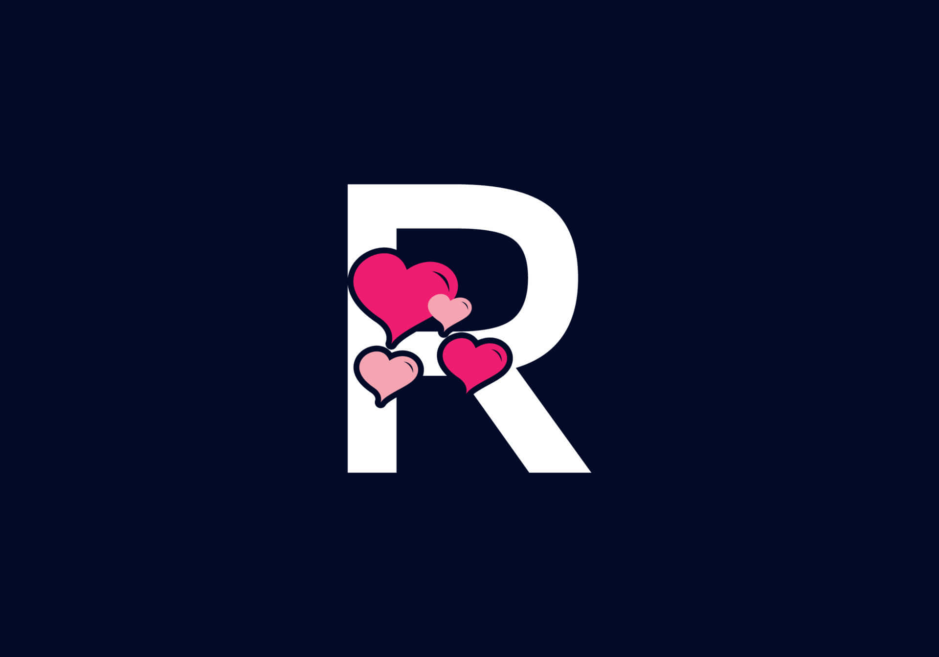 Letter R Initial With Pink Hearts Wallpaper