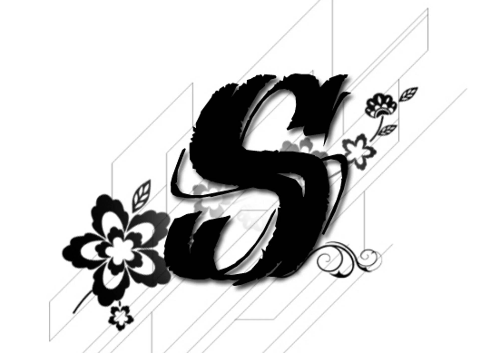Letter S In Floral White Wallpaper