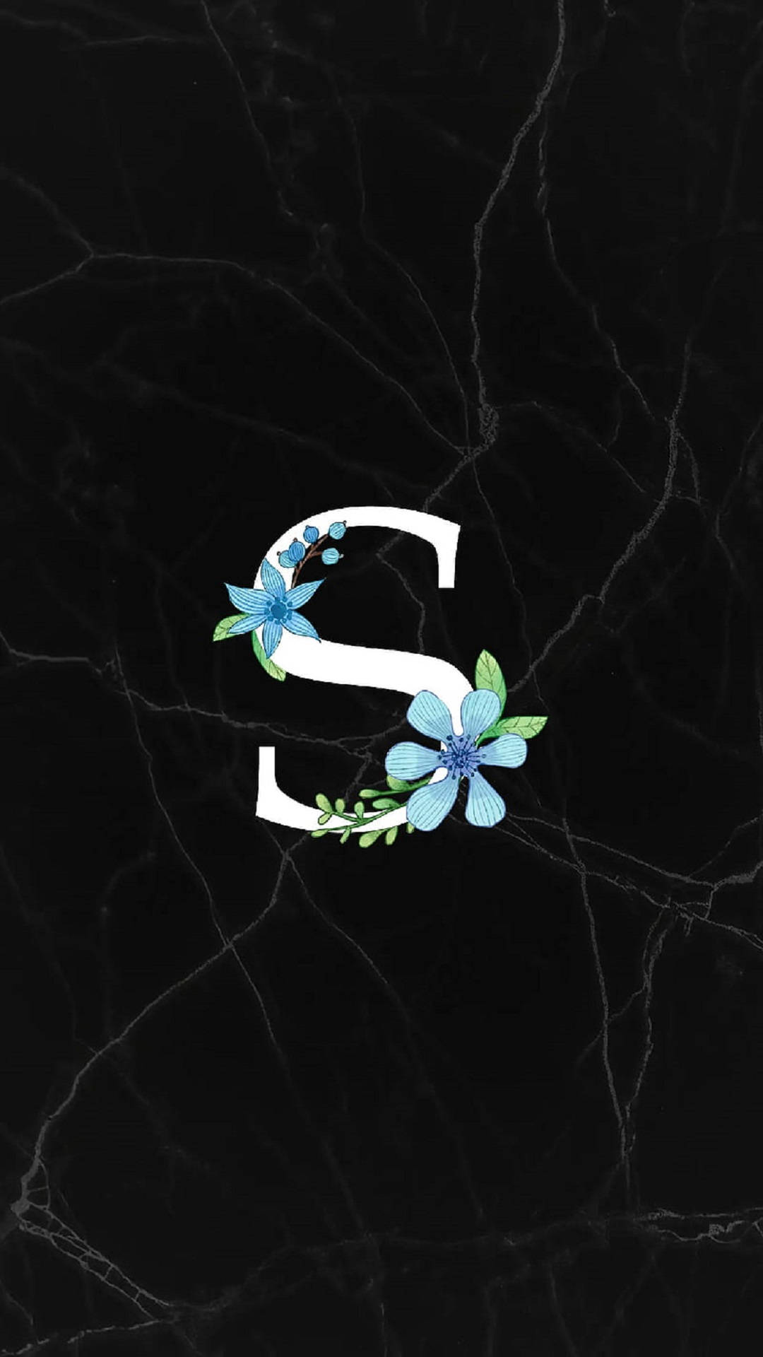 Letter S With Blue Flower