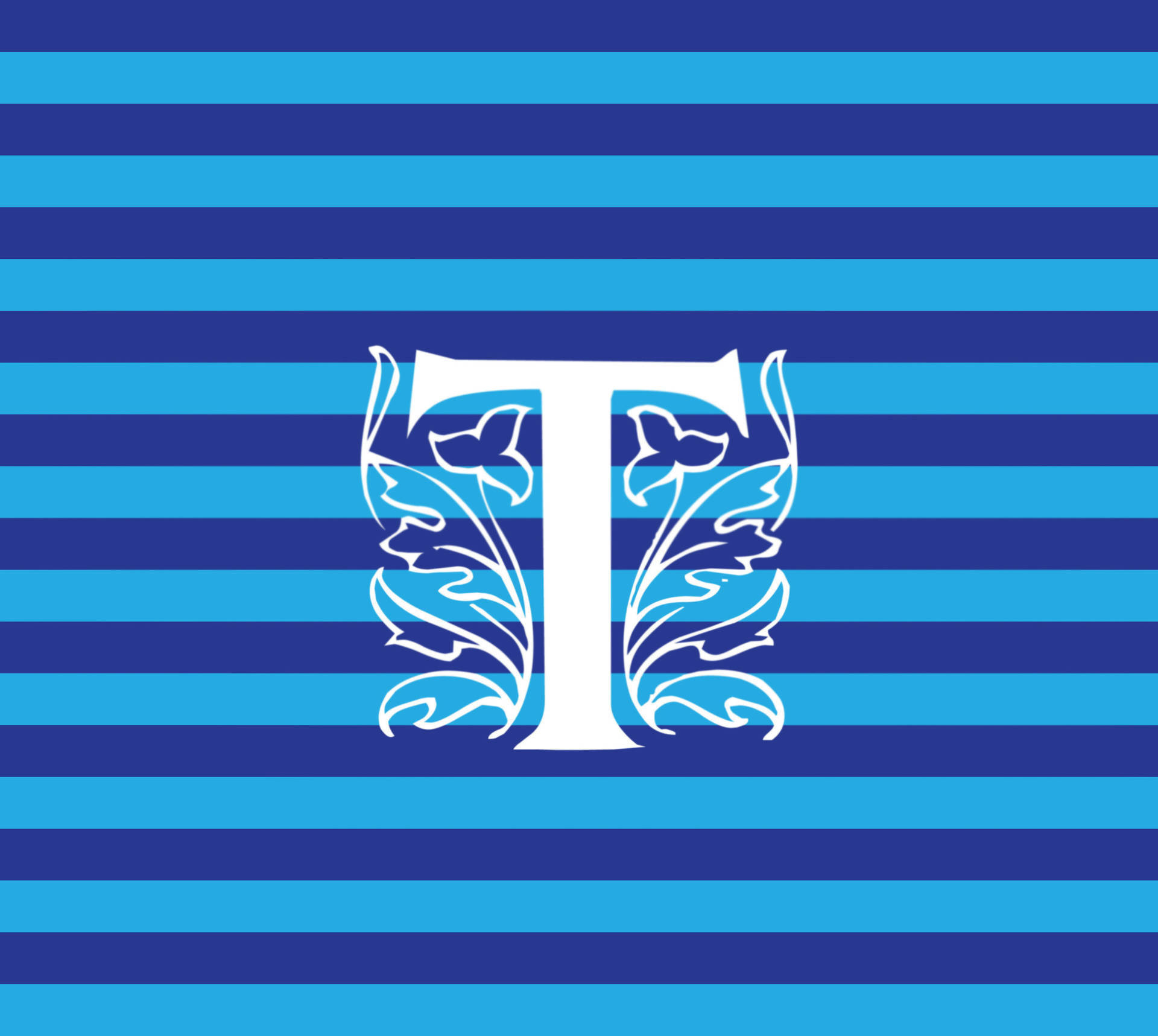 Letter T Blue Stripes Wallpaper
