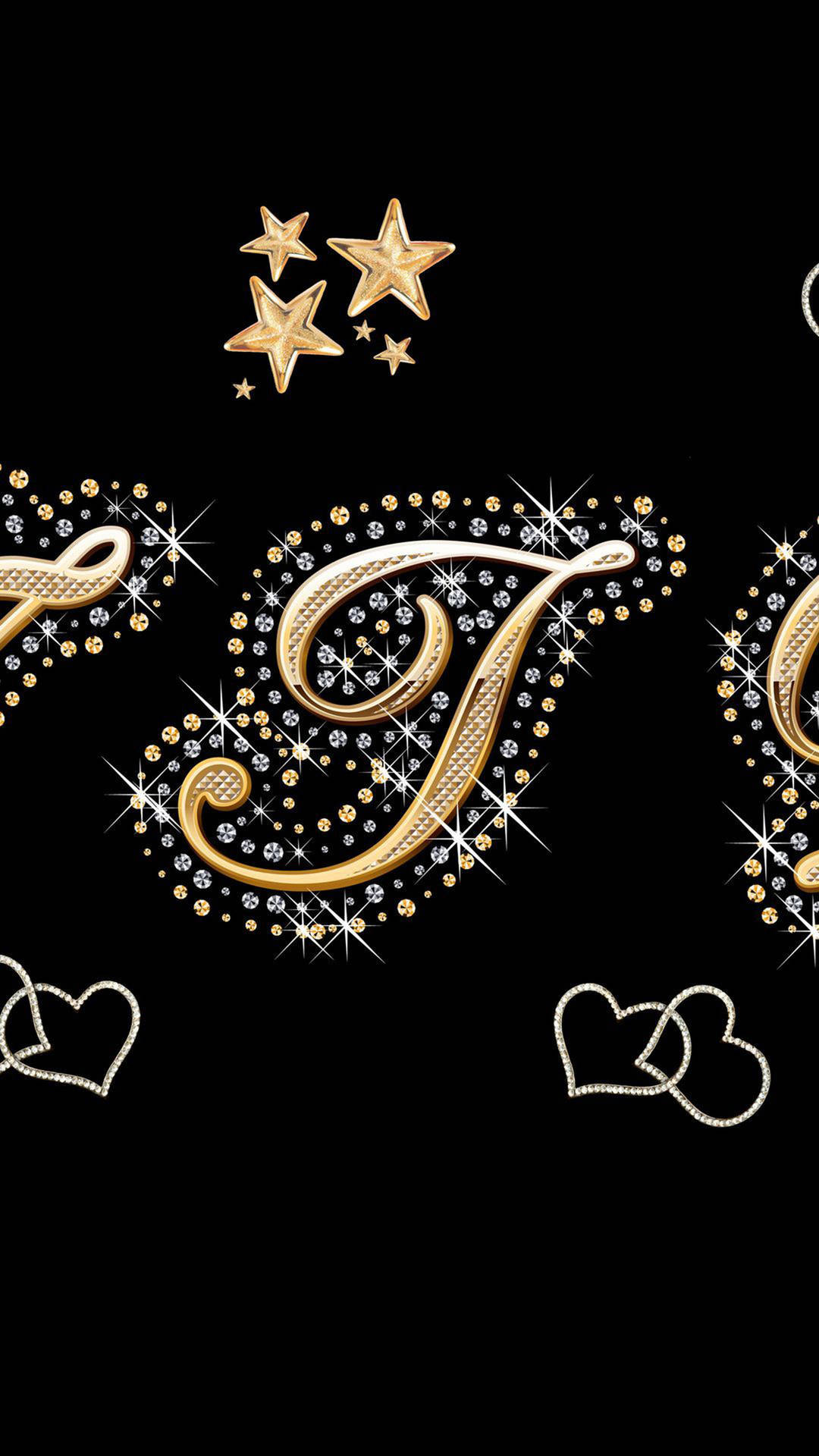 Letter T Gold And Diamonds Wallpaper