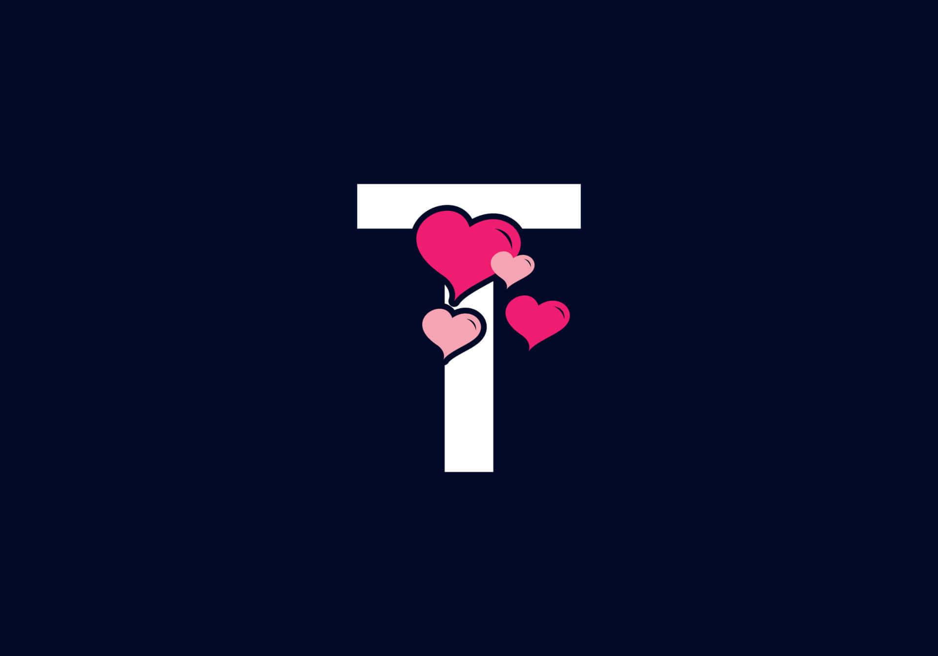 Letter T Initial With Pink Hearts Wallpaper