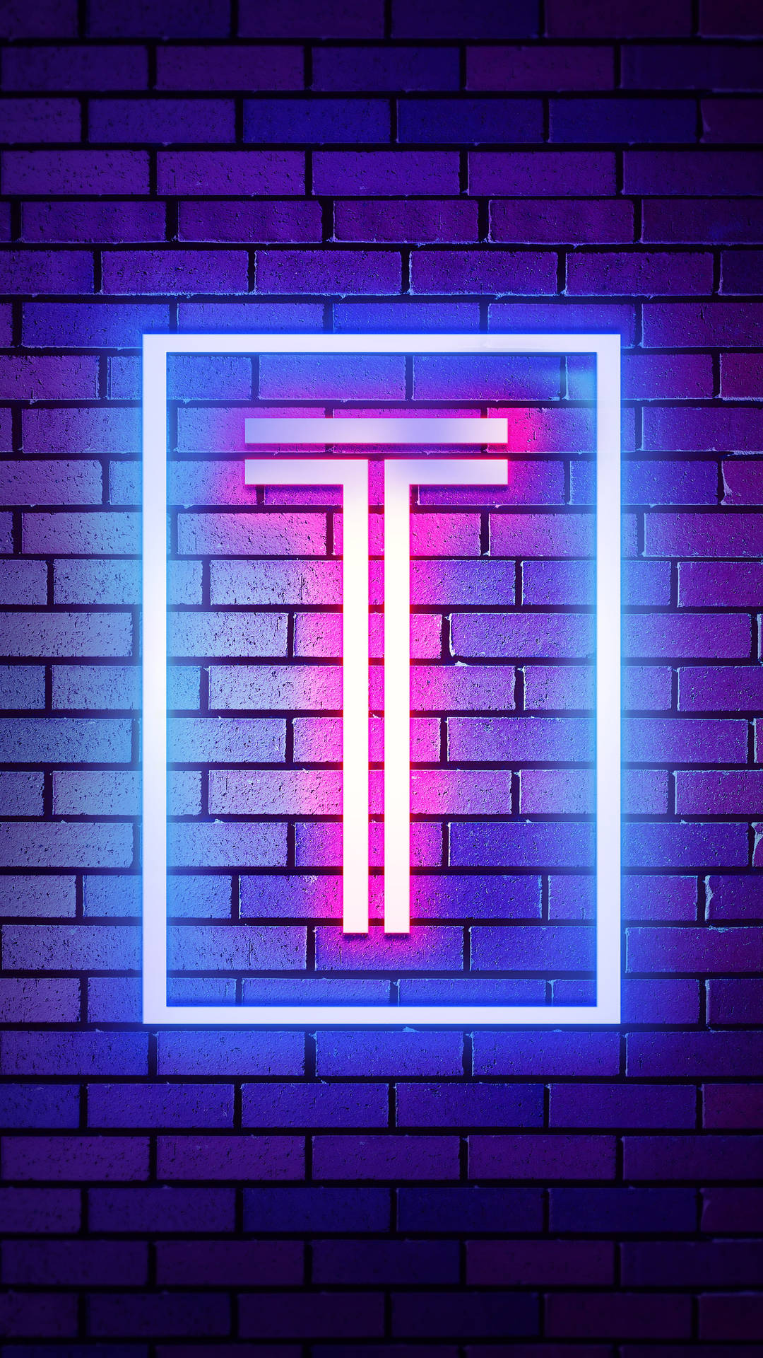 Letter T Serif Neon Light Wallpaper