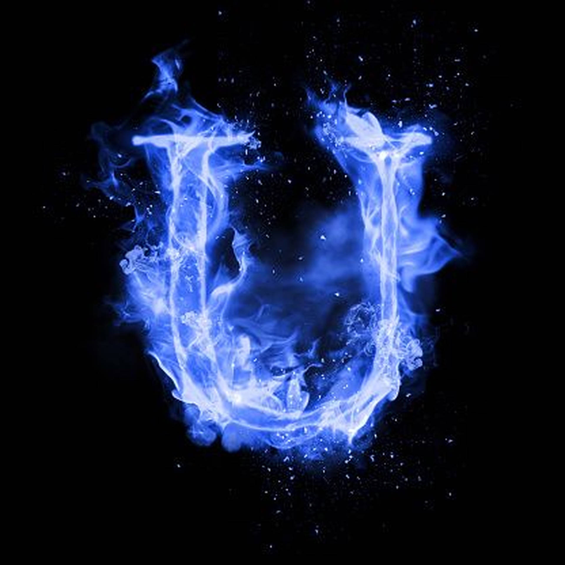 Letter U With Blue Flames