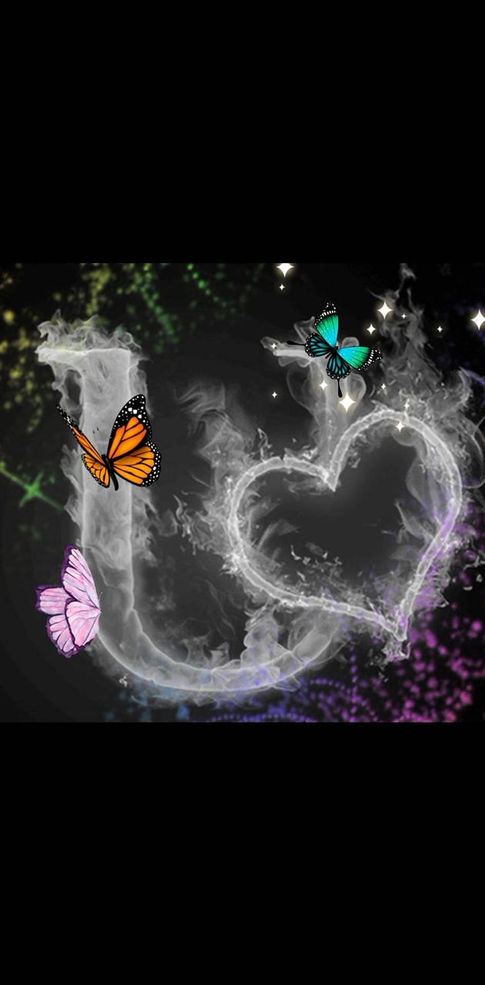 Letter U With Butterflies
