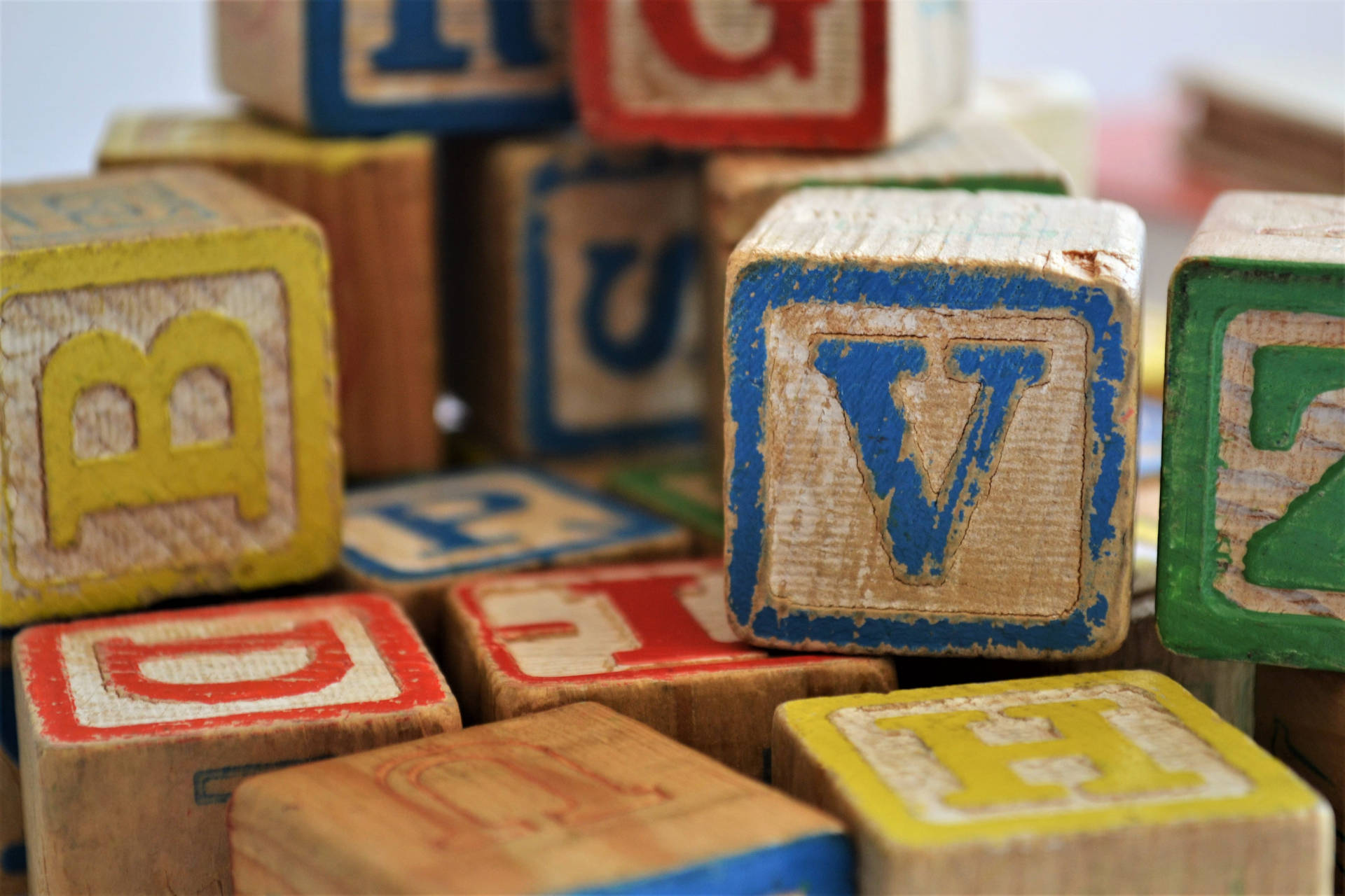 Letter V Toy Blocks