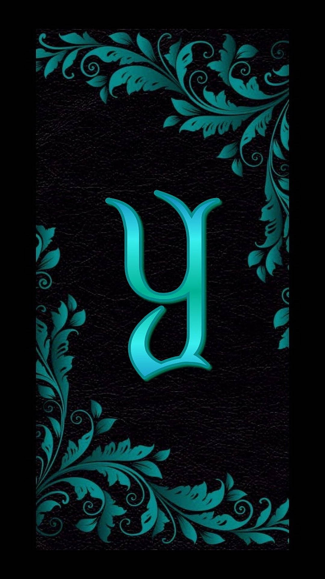 Letter Y Turquoise Leaves Wallpaper