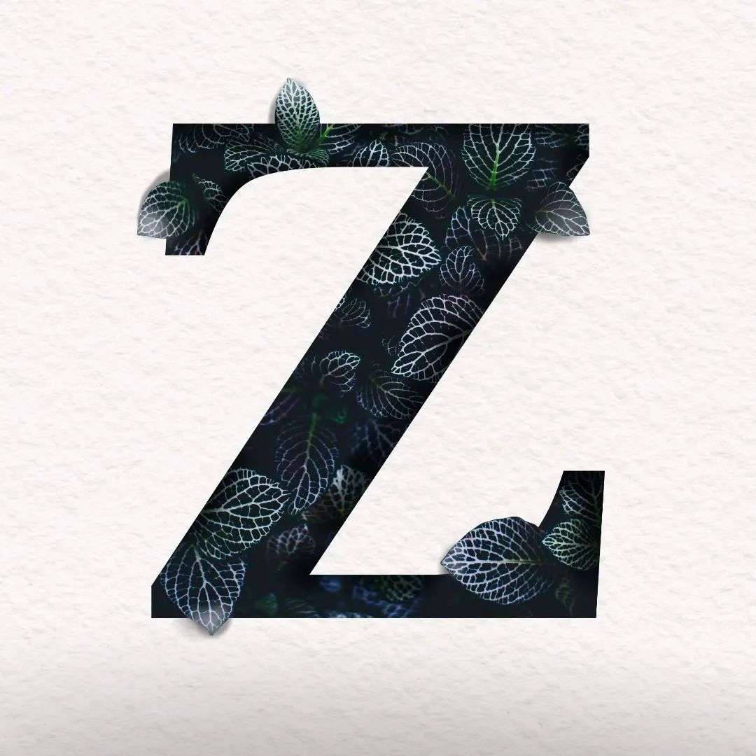 Letter Z With Dark Green Leaves Wallpaper