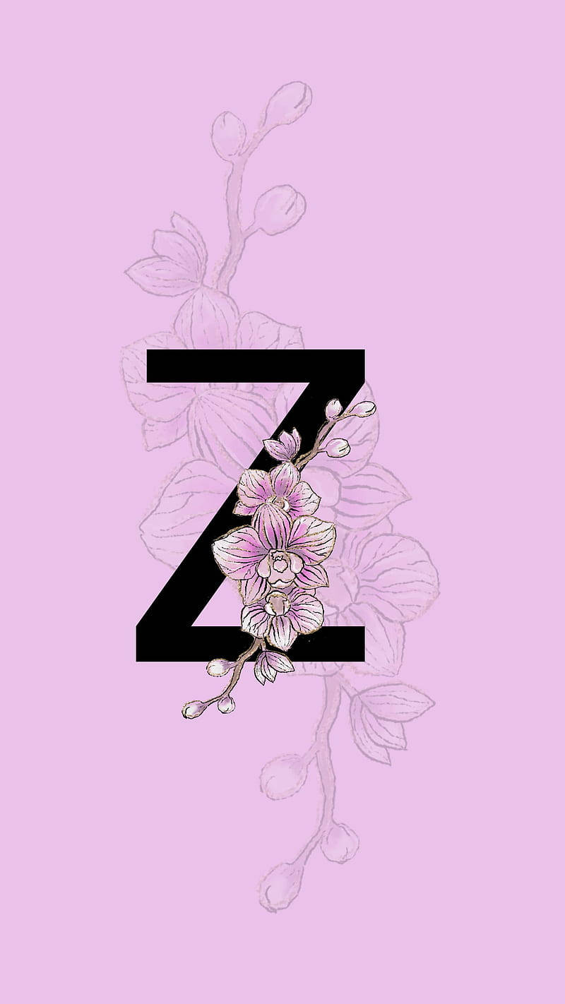 Letter Z With Pink Orchid Wallpaper