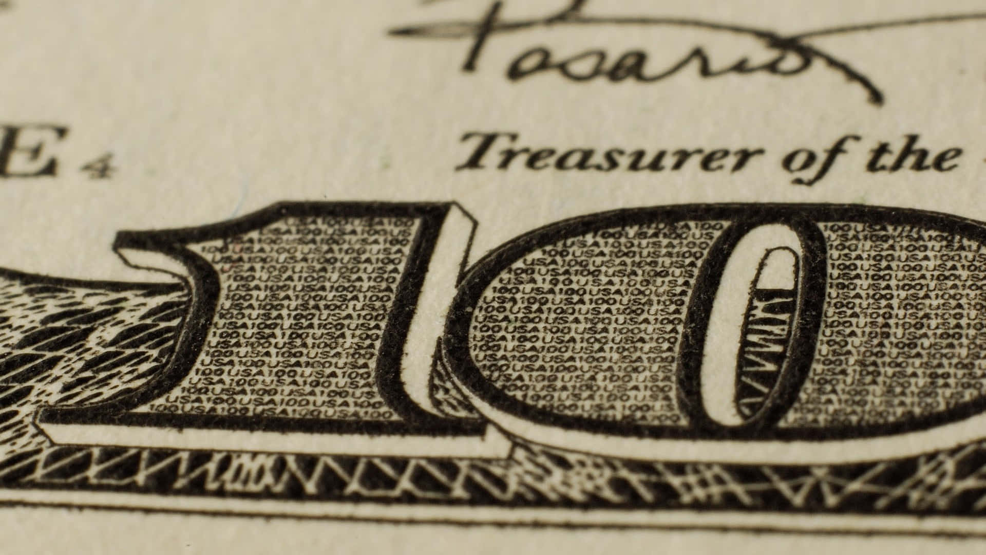 Bogstaver inde i nummer på 100-dollar seddel Wallpaper