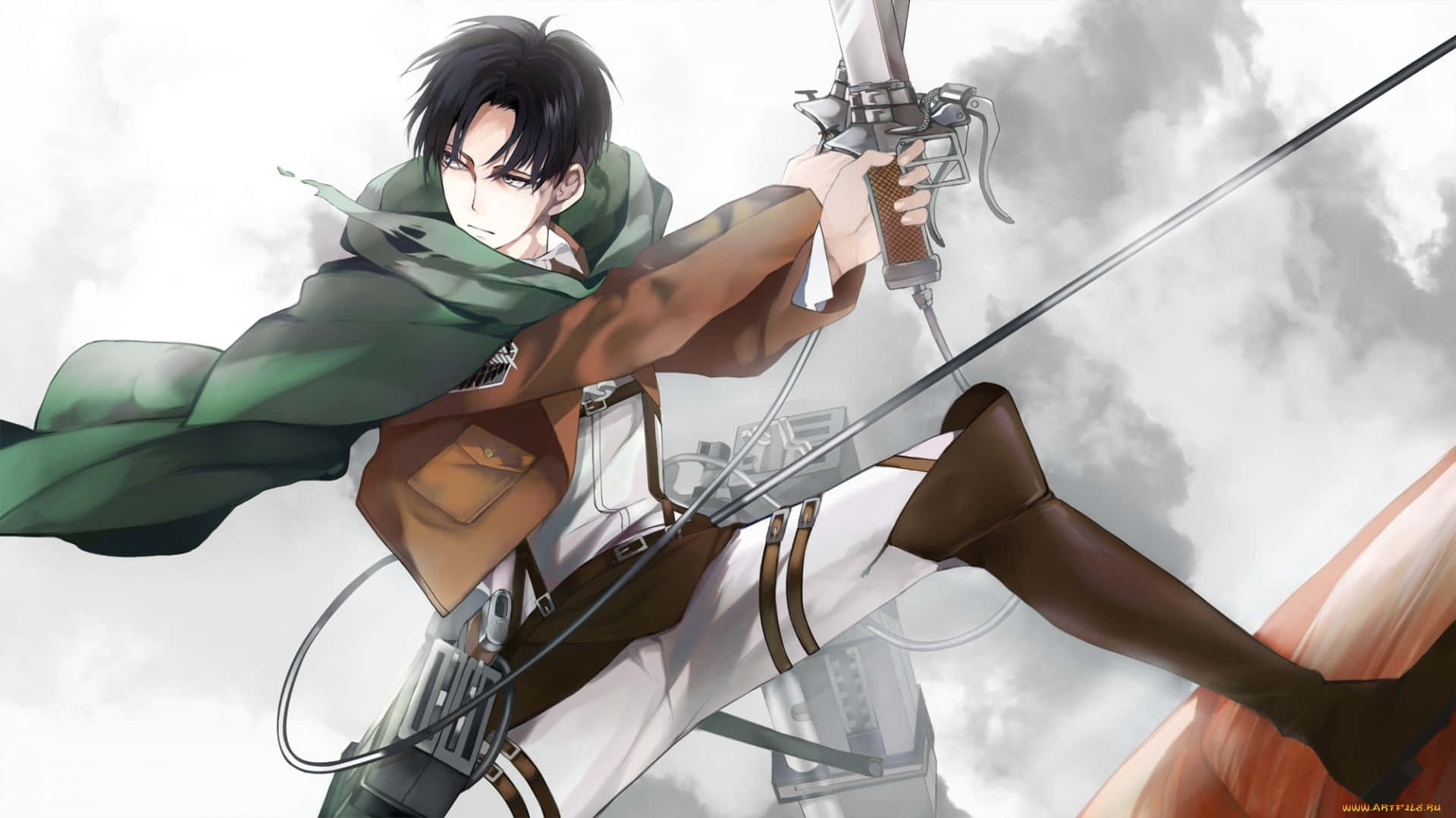 Desktop Levi Ackerman - Pandangan Kuat Ke Dalam Hidupnya Wallpaper