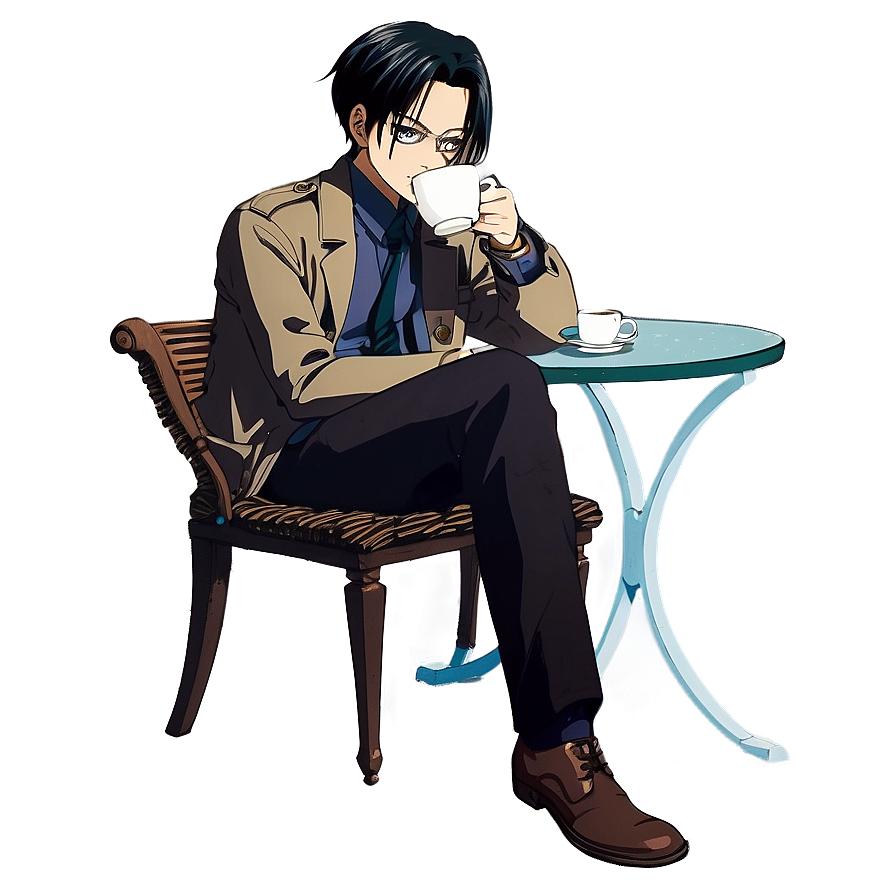 Download Levi Ackerman Drinking Tea Png 06112024 | Wallpapers.com