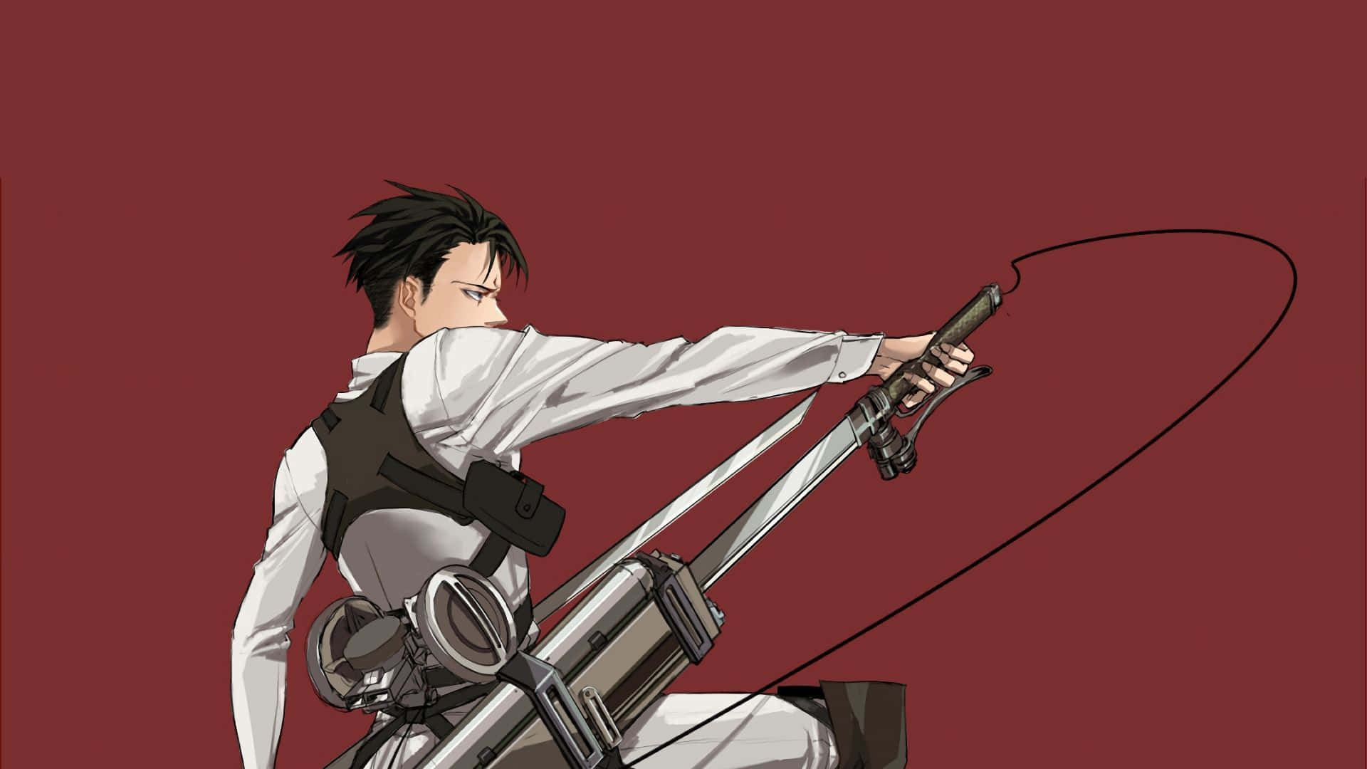 Levi Ackerman of the Survey Corps valiantly defending humanity against the Titans Wallpaper