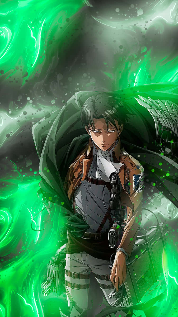 Levi Pfp With Green Glow Wallpaper