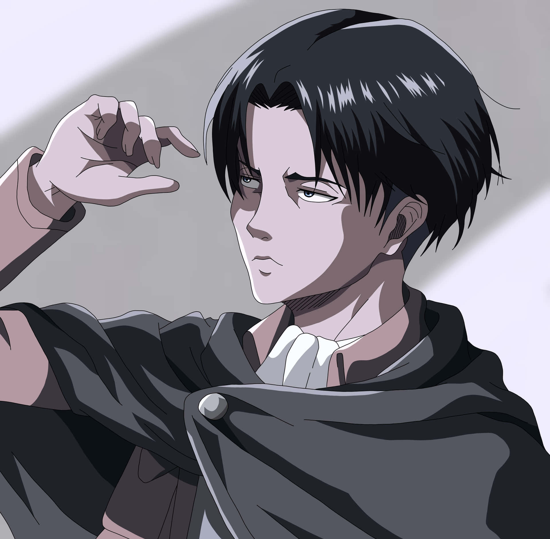 "Determined Levi Pfp with Uplifted Hand" Wallpaper