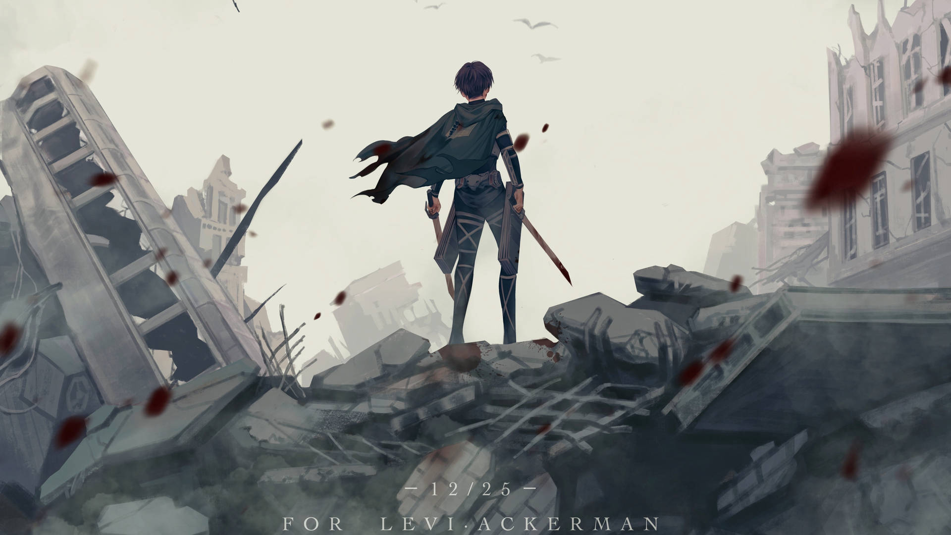 Levi Standing On Ruined Building 4K Wallpaper