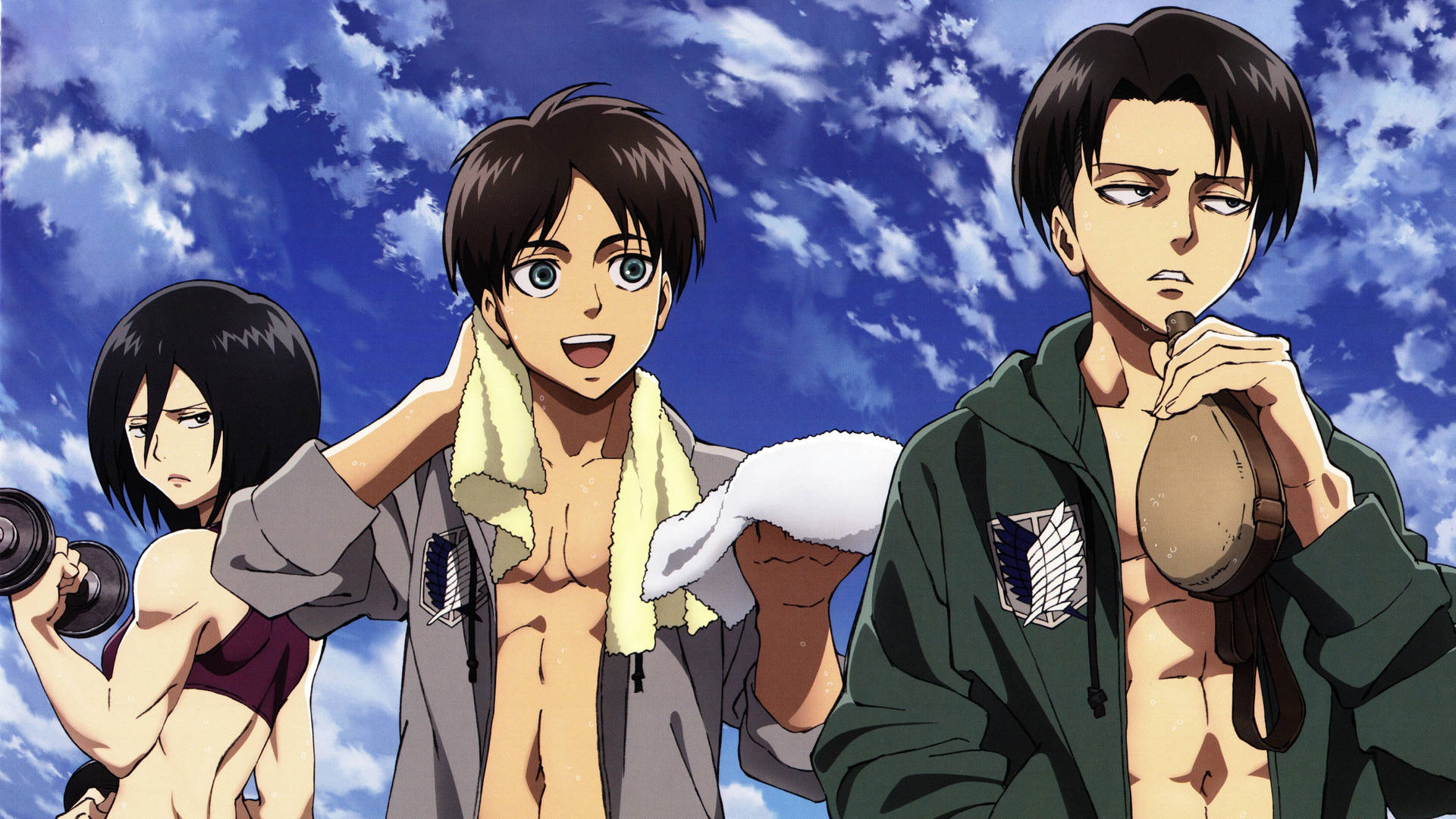 Levi With Mikasa And Eren 4K Wallpaper