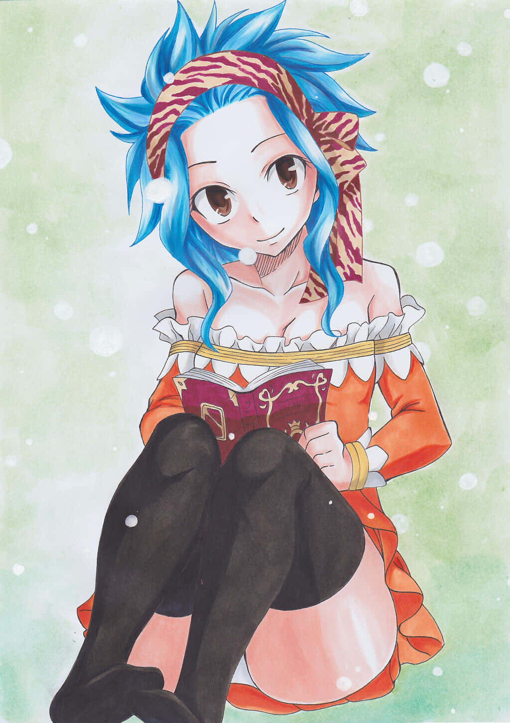 Levy McGarden posing confidently while reading her magic tome Wallpaper