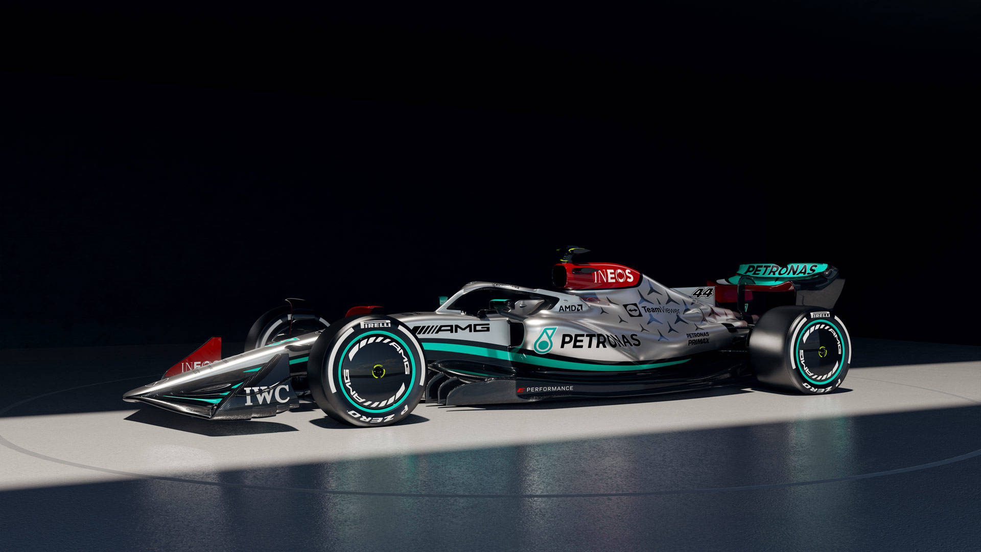 Pantallade Lewis Hamilton En El Coche De Mercedes Fondo de pantalla