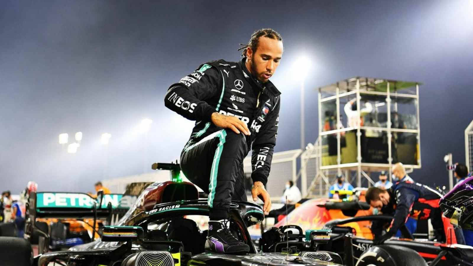 Lewis Hamilton Exiting Car Wallpaper