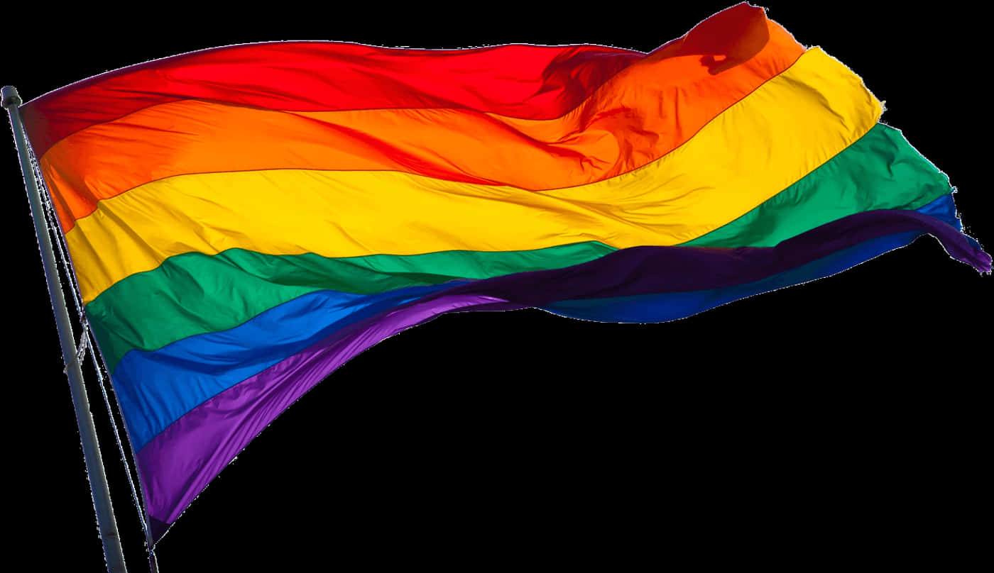 Lgbt Flag Rainbow Waving White Wallpaper